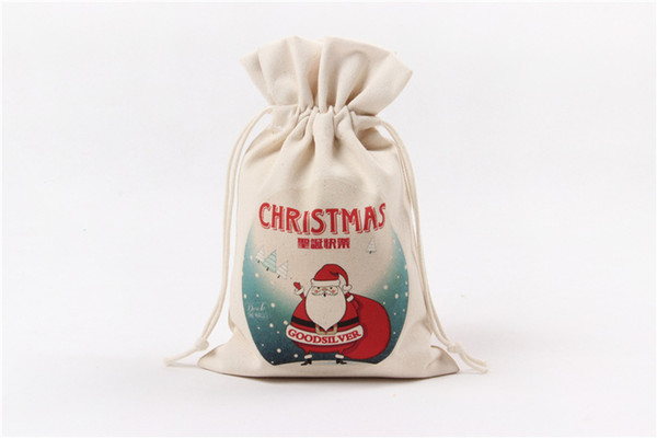 Christmas Gift Bags 14 style Organic Heavy Canvas Bag Santa Sack Drawstring Bag With Reindeers Santa Claus Sack Bags for kids