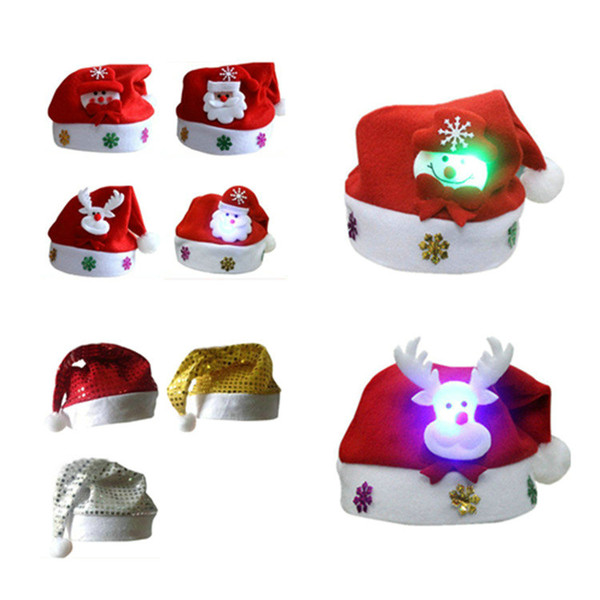 DHL 100pcs Christmas hat Cosplay Hats Thick Ultra Soft Plush Santa Claus hat Cute adults Christmas cap Christmas Supplies Free 