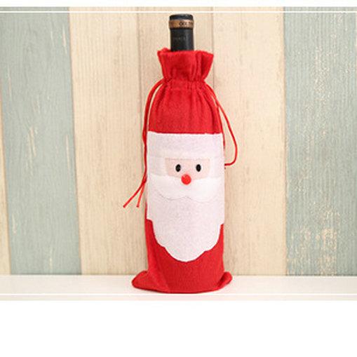 DHL 6lot Hot sale Christmas gift bag Merry Xmas Santa Claus Wine Bottle Cover Christmas Dinner Party Table Decor Red 