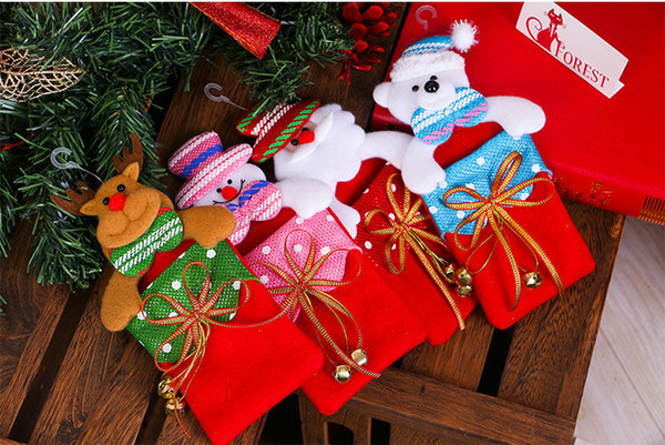 DHL 480pcs Christmas Gift Bags Large Organic Heavy Canvas Bag Santa Sack Drawstring Bag With Reindeers Santa Claus Sack Bags for kids