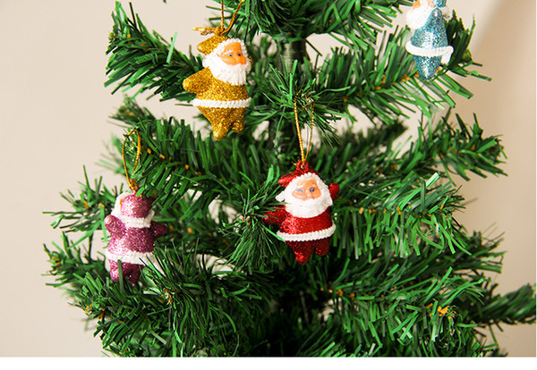 10 pack/lot MINI Christmas Tree Pendant cute shimmer Christmas decorations little Santa Claus high 5cm