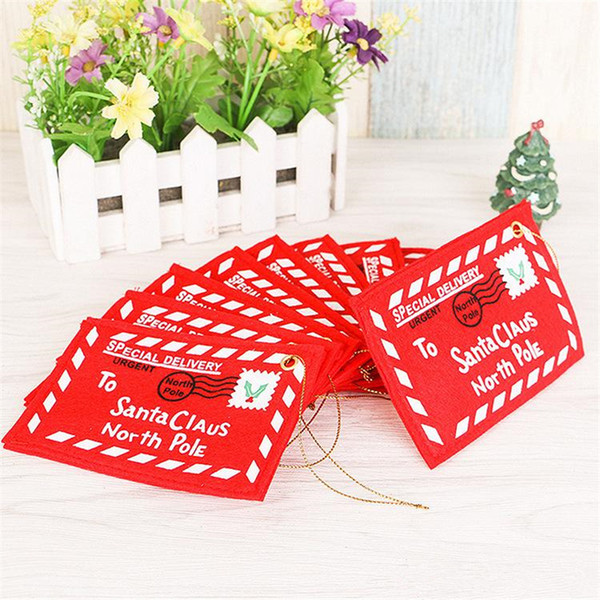 Free shipping Christmas decorations Christmas tree widget Christmas non-woven envelope Gift Card Box Candy Holder Red