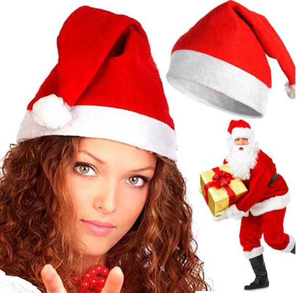 Hot Selling Fashion non-woven Christmas Hats Decorations Cheapest Christmas Hats Wholesale Adult Children Christmas Gift Cap Free DHL