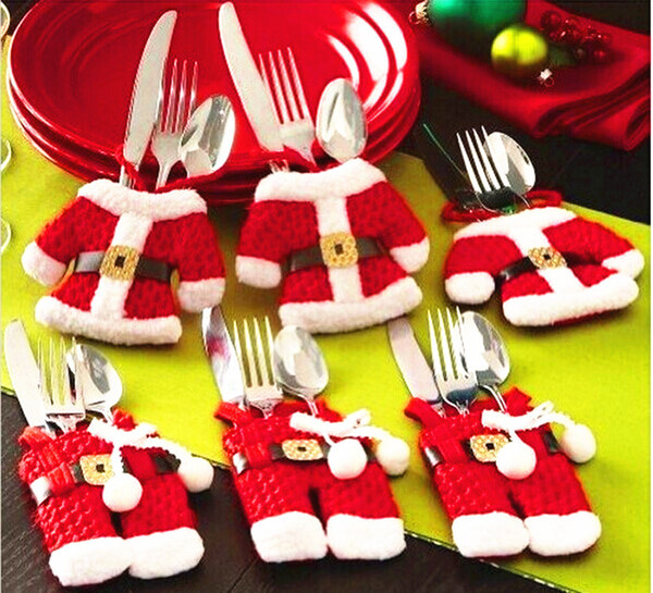 Hot Sale Lovely Clothes Pants Shaped Fancy Santa Christmas Decorations Silverware Holders Pockets Dinner Table Decor Christmas Toy