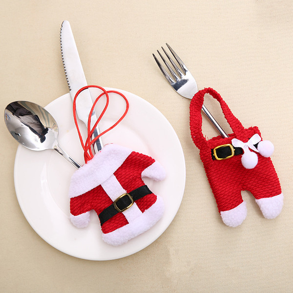 2017 Lovely Clothes Pants Shaped Fancy Santa Christmas Decorations Silverware Holders Pockets Dinner Table Decor Christmas Toy