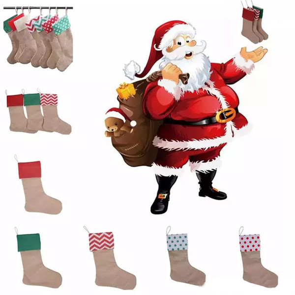 Christmas Canvas Stocking Gift Bag Stocking 30*45cm Christmas Tree Decoration Socks Xmas Stockings 9 Styles christmas gifts kids toys