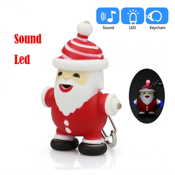 Novelty Light-Up LED Light Flashing Toys Christmas Man Cartoon Keychain With LED Light Sound Keyfob Children Kids Luminous Gifts kids toys