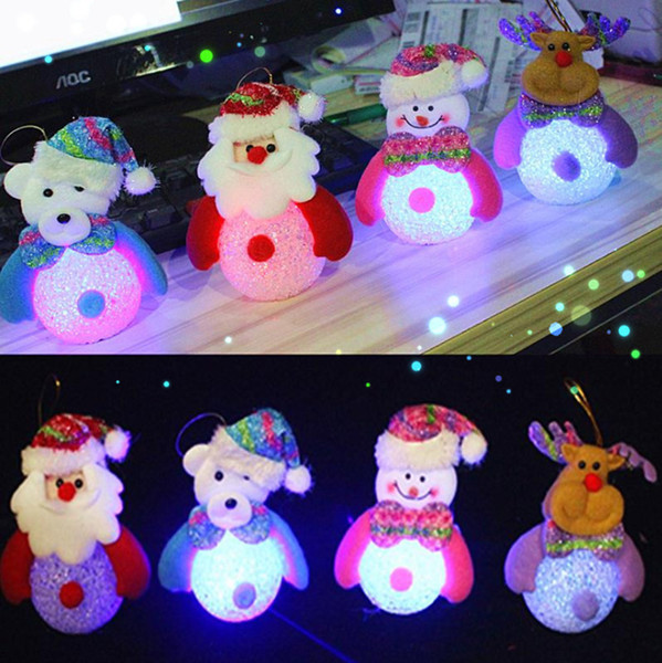 Christmas ornament light with led Snowman Christmas Father Deer Bear night light kids toys Christmas gifts tree pendant lights