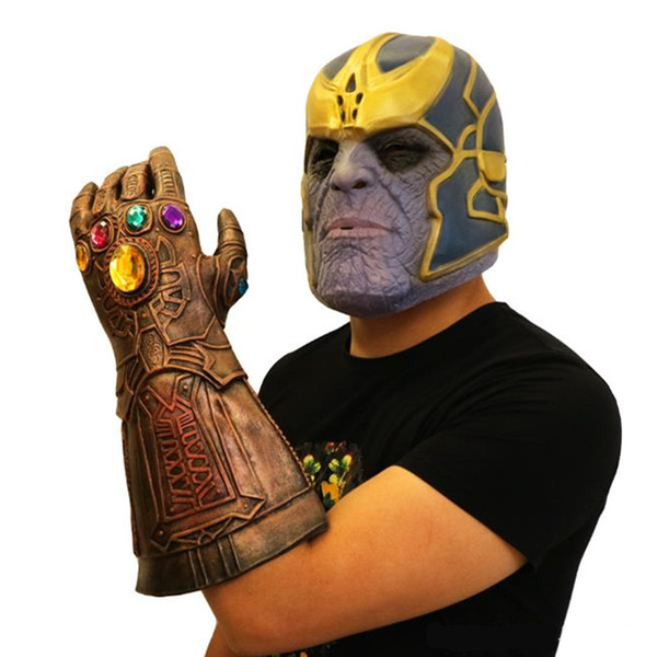 Avengers 4:Endgame Infinity Stones Thanos Mask And Gloves Infinity Gauntlet Marvel Natural Latex Helmet Cosplay Custome Halloween New year