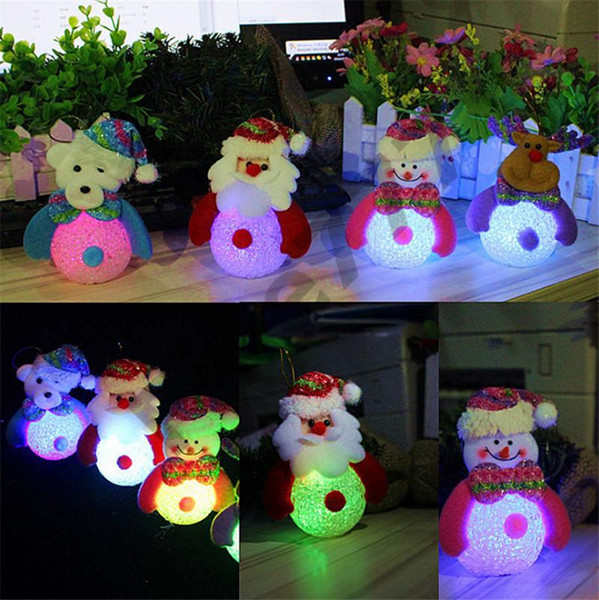 Christmas ornament light with led Snowman Christmas Father Deer Bear night light kids toys Christmas gifts tree pendant lights