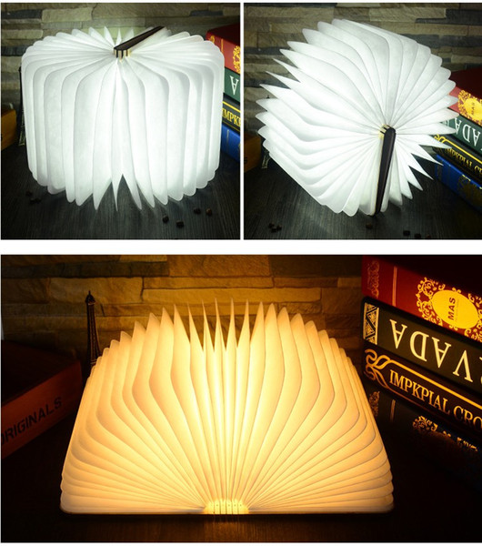 new Creative book DIY gift USB small night lamp custom birthday present folded book light material wood