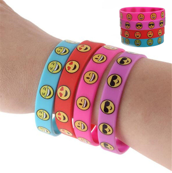 Silicone Bracelet Emoji Party Supplies Emoticon Smile Toy Novelty Party Favor Christmas Kid Adult Bracelet 100PCS