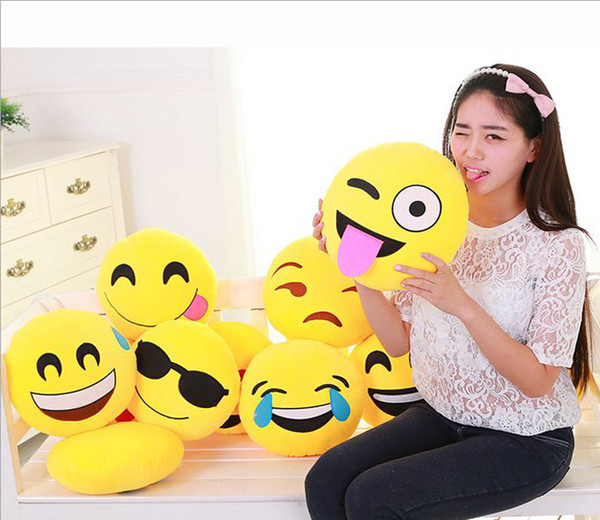 23 Styles Cushion Cute Lovely Emoji Smiley Pillows Cartoon Facial QQ Expression Cushion Pillows Yellow Round Pillow Stuffed Plush To