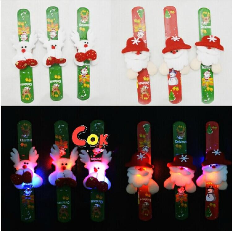 Brand New Flash Plush Santa Claus LED Light GLOW BRACELETS Wrist Band For Kids Christmas Game Toys Gift