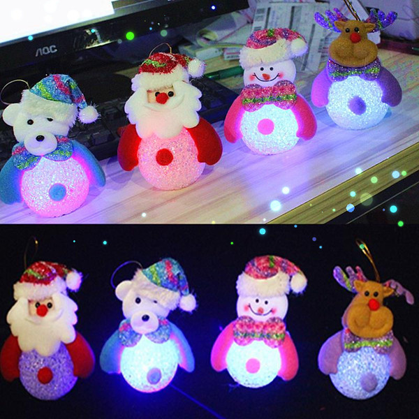 2018 Christmas ornament light with led Snowman Christmas Father Deer Bear night light kids toys Christmas gifts tree pendant lights 0601864