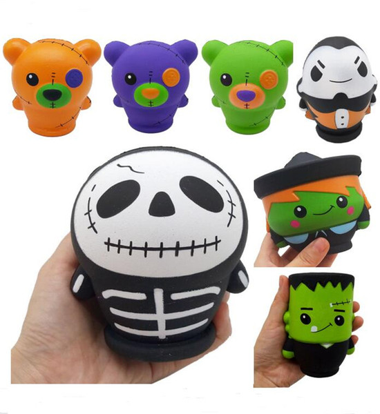 7 Styles Squishy Simulation Skull Witch Vampire Green Zombie Squishy Skull Squeeze Toys PU Decompression Toy Novelty Items Charms toy NEW