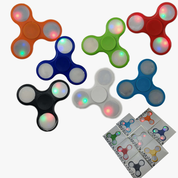 Hot New Light up Hand Spinners LED Bright Fidget Spinner Triangle Finger Spinner Colorful Double-sided light Decompression Toys