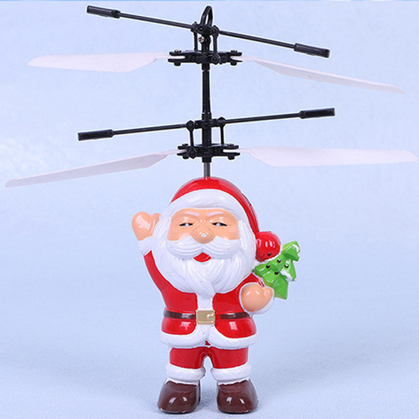 Electric Infrared Sensor Flying Ball Santa Claus LED Flashing Light Toys RC Helicopter Quadcopter Drone Toy Kids Christmas Gifts