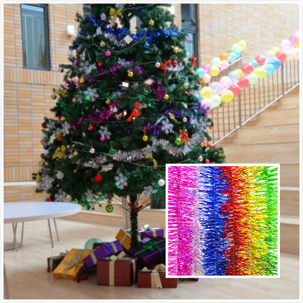 Colorful 2 Meter Christmas Tree Ribbon PVC Festival Birthday Wedding Home Party DIY Xmas Ribbon Garland String Ornaments Hanging DecorationJ