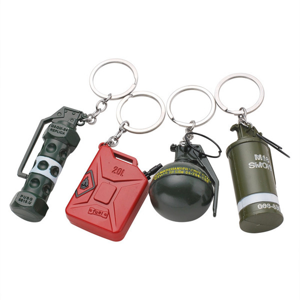 Grenade Shape Keychain Keyring - PUBG Stun Grenades Key Ring Holder - Metal Mens Car Bag Key Chains Pendant Game Jewelry