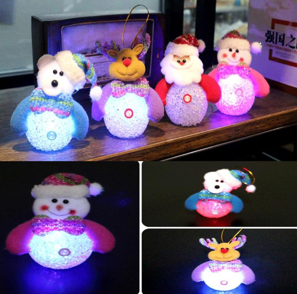 2017 Hot New Christmas Decoration Snowman Flashing Lamp Lights Small Crystal Night Light Christmas Tree Decorations