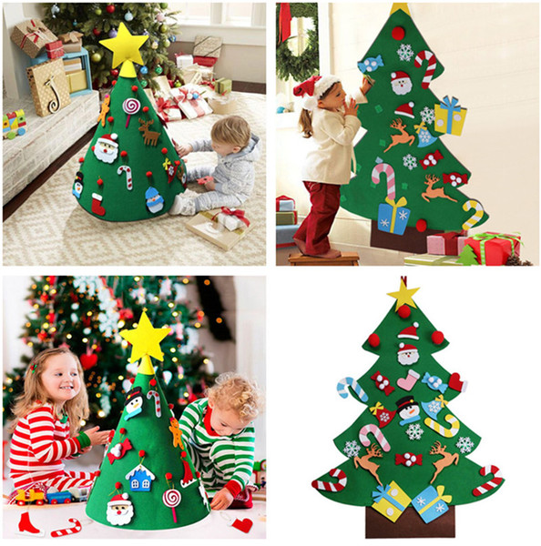 Christmas Baby Toys 3D DIY Felt Toddler Christmas Trees Toys New Year Kids Gifts Toys Artificial Tree Xmas Home Decoration Hanging Ornaments