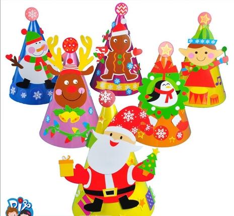 Hand-on Christmas festival Paper Hat Kindergarten DIY Kit Snowman Hat Children Creative Art Hand child Toy