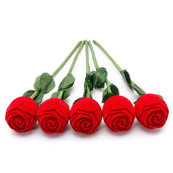 Rose gift box Charm Red Rose Flower Ring Box Party Earring Pendant Jewelry Gift Case Display Pack Boxes Christmas Toy