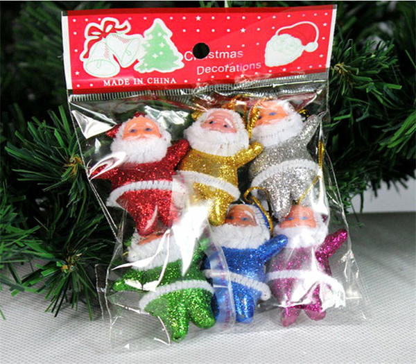 6pcs Christmas 5CM Small Ornaments Santa Claus Xmas Tree Decorations Hanging New Year navidad Christmas decorations for home