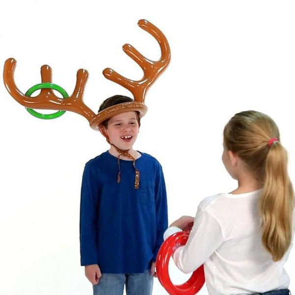 50pcs Christmas Toy Children Kids Inflatable Santa Funny Reindeer Antler Hat Ring Toss Christmas Holiday Party Game wa3029