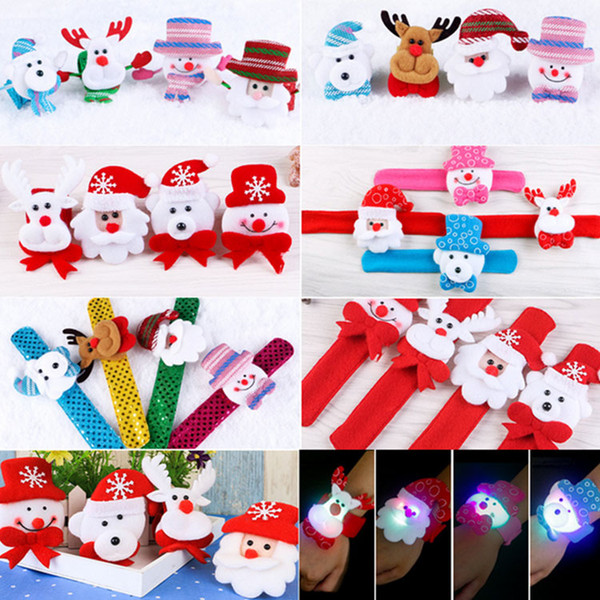 Christmas Kid slap Wristband Santa Claus creative Flash Llight Bracelet Patted Circle Snowman Child Wrist Toy Christmas Gift