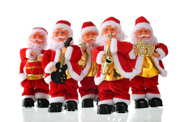 Christmas Toy desktop decorations cute Santa Claus 5 style can play piano DIY Party high quality gifts for kids Party Supplie 2018 wholesale