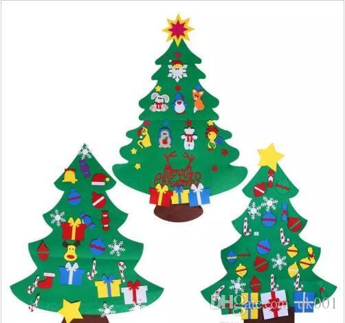 Xmas Kids Felt Christmas Tree with Ornaments Xmas Gift DIY Door Wall Hanging Decor