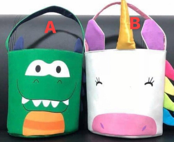 Boy Dinosaur Girls Unicorn Easter Basket Children's Cute Candy Gift tote bucket egg hunting bucket Easter tote bucket