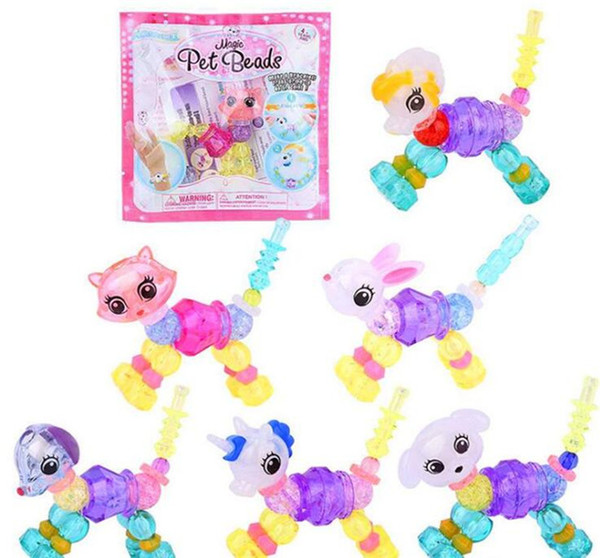 Magic Bracelet Collectible Bracelet Set 8 Designs Puppy Bunny Unicorn Make a Bracelet or Twisty into a Pet Christmas Gifts Toys for Kids