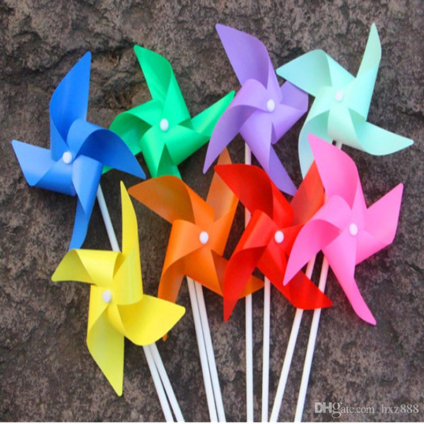 100pcs/lot Free Shipping Plastic Windmill Pinwheel Self-assembly Colorful windmill children's toys Home Garden Yard Decor Outdoor Toy