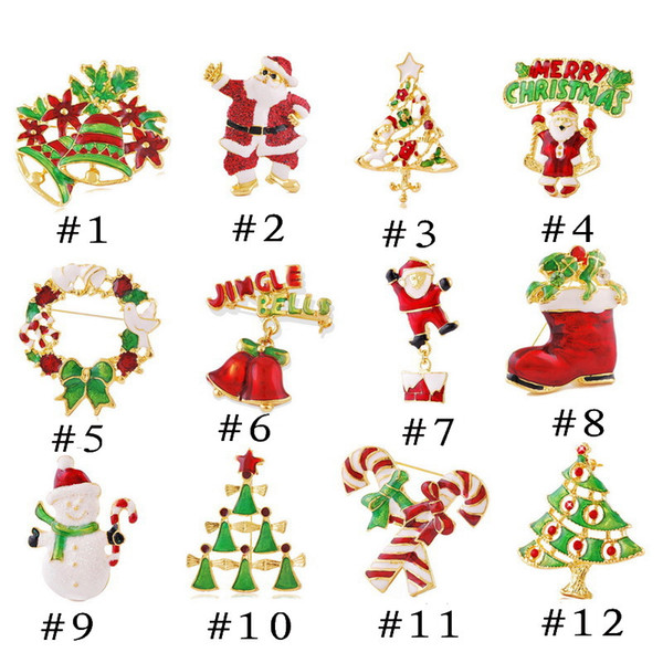 Xmas Gift Brooches Santa Claus Christmas All Match Jewelry Brooch 12 Colors Christmas Style