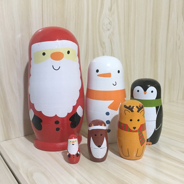 Russian Nesting Dolls 5pcs Wooden Russian Nesting Dolls Matryoshka Handmade Animall Kids Toys Gift Nativity Decoration