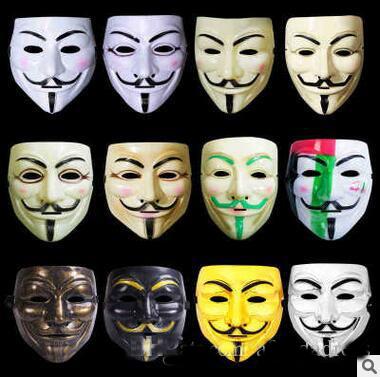 V for Vendetta Mask Costume Face Mask Gold Silver White Black White/Green Guy Fawkes Anonymous Fancy Party Cosplay Costume Halloween Toys