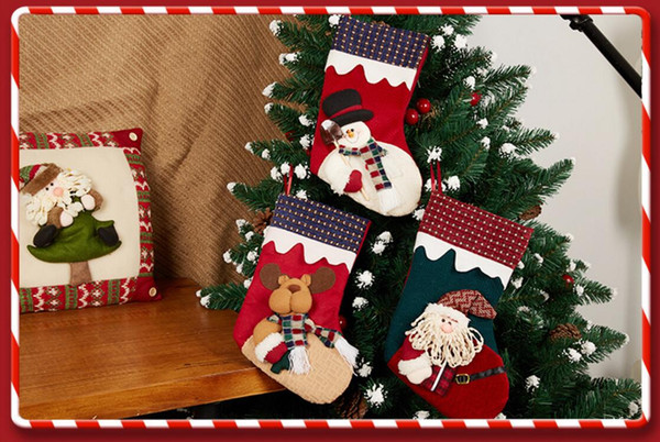 Christmas Socks Gift Bags Gift Bags Window Front Desk Decorations Three-dimensional Santa Snowman Christmas Socks Large 28cm-43cm