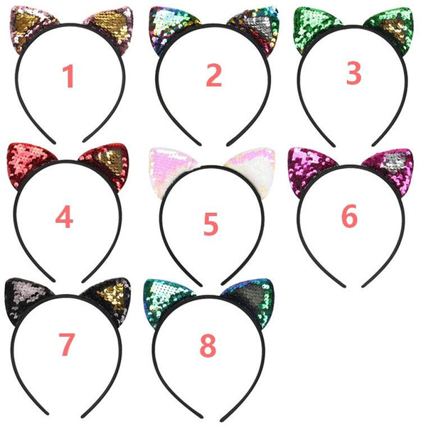 Fashion Hair band hair Accessories Flip sequin cloth cat ears headband Children's holiday cat ear headband head buckle