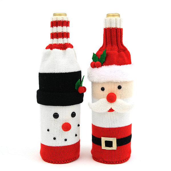 Originality Christmas Decorate Knitting Wool Yarn Bottle Red Wine Bag Christmas Bar Restaurant Ornament Christmas Toy