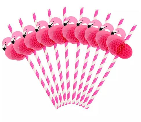 Flamingo Paper Straws Party Drinking Sucker Straw Hawaii Carnival Accessories Party Supplies Valentine's Day Wedding Decoration