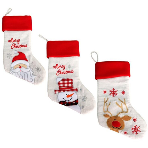 Embroidery Christmas Tree Sock Christmas Stocking Gift Bags 25*43cm Xmas Candy Storage Bag Festive Christmas Decorations Toys 120pcs OOA5428