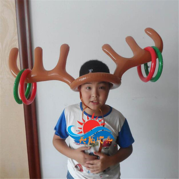 Inflatable Reindeer Antler Ring Hat Toss Game Toy for Children Kids Christmas Decoration Holiday Party Game Supply Christmas Gifts