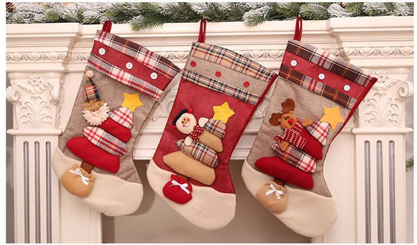 Christmas Day Decoration Christmas Tree Pendant Christmas Socks Gift Bag Large Cute Cartoon Riding Deer Socks