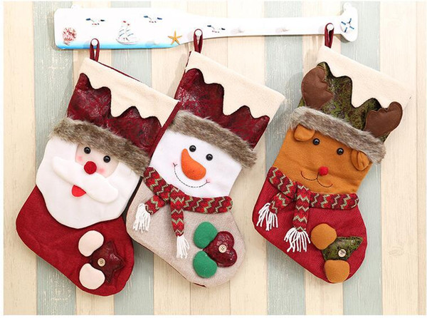 Christmas Day Decoration Christmas Tree Pendant Christmas Socks Gift Bag Large Cute Cartoon Riding Deer Socks OO