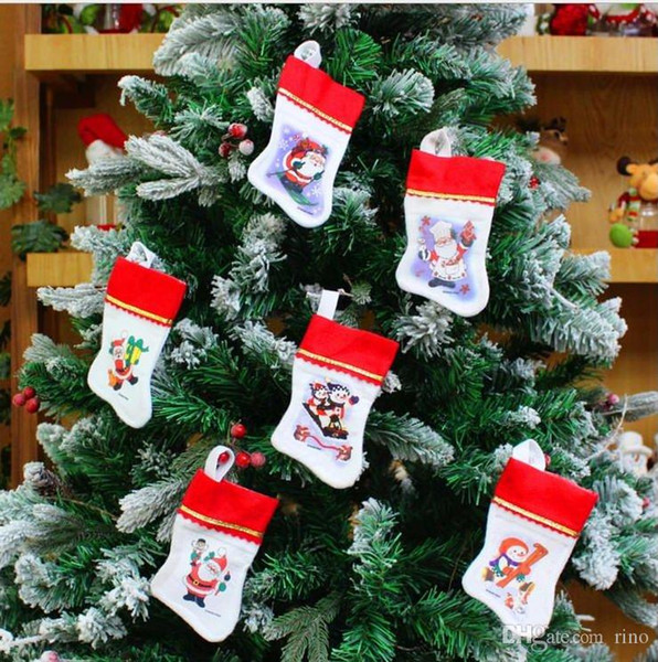 Christmas Stockings Decorations Santa Snowman Stocking Xmas Home Decorations 15pcs/lot 13cm Hight Best Gifts for Christmas