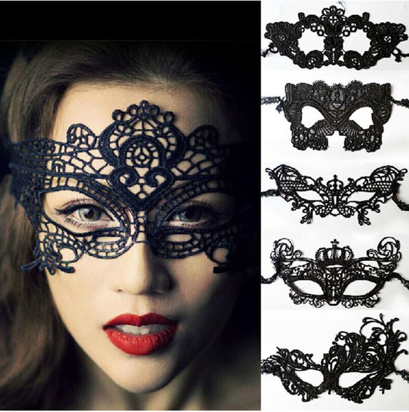 Halloween Sexy Masquerade Masks Black/White Lace Masks Venetian Half Face Mask for Christmas Cosplay Party Night Club/Ball Eye Masks