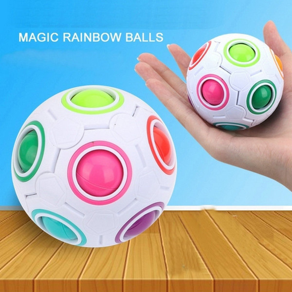 3PCS Rainbow Ball Magic Cube Speed Football Fun Creative Spherical Puzzles Kids Educational Learning Toys games for Children Adult Gifts